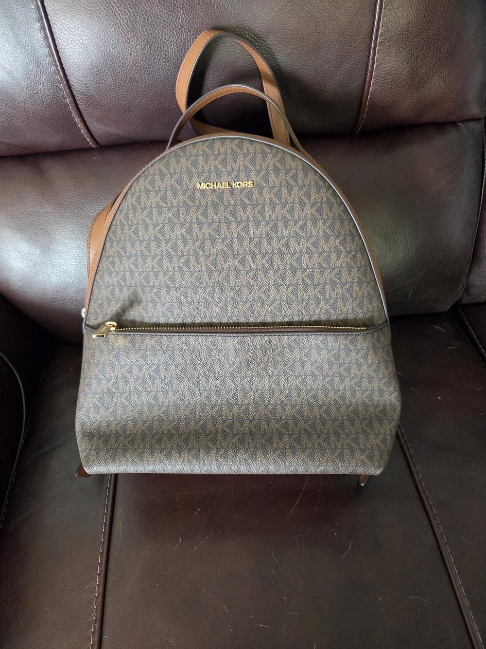 Michael Kors Brown Logo Dome Backpack